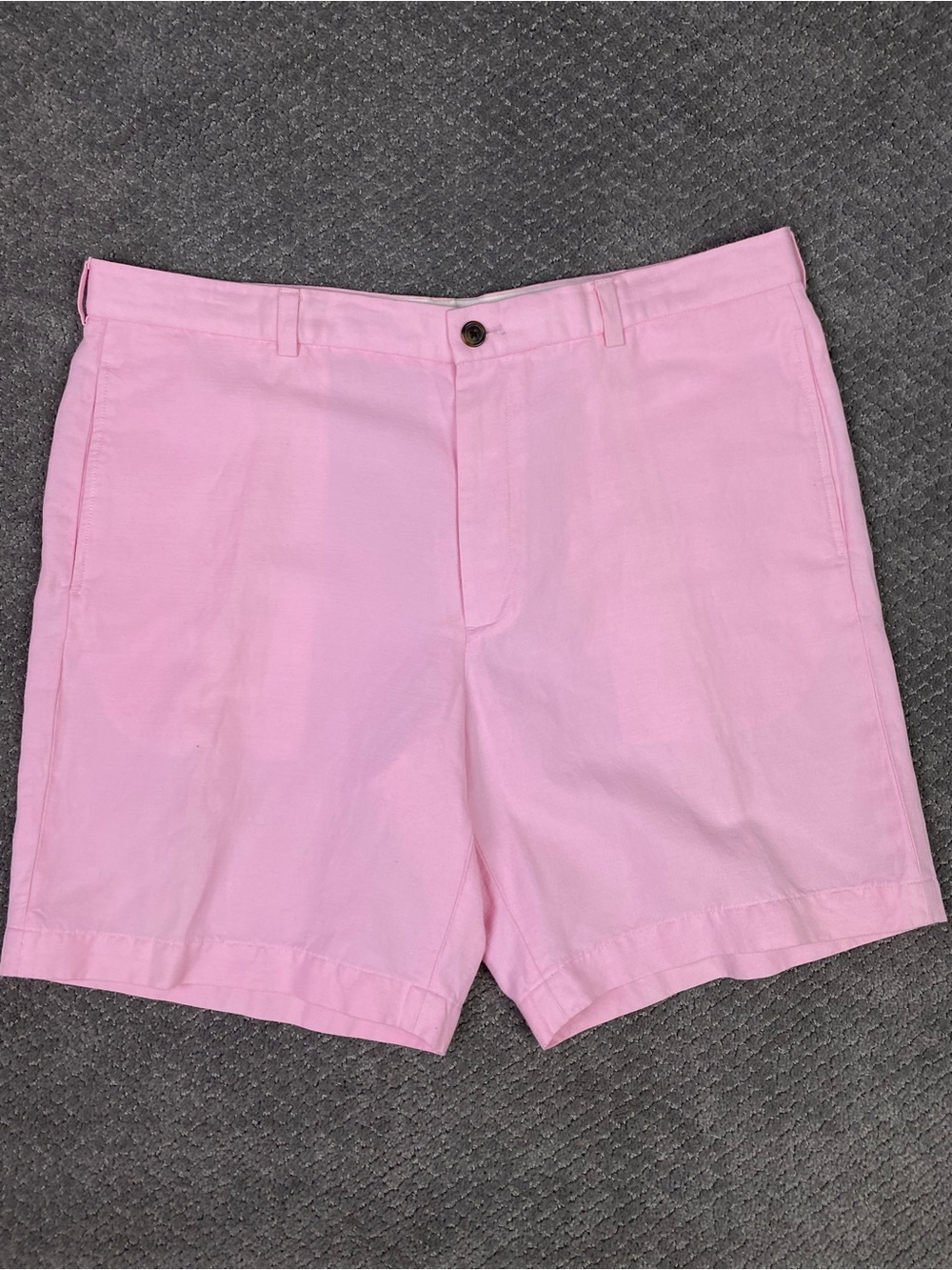 Brooks Brothers Linen Shorts Mens 40 Pink Flat-Front Preppy Linen Blend